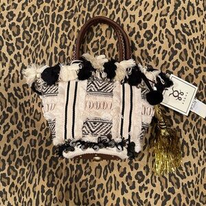 Figue Handbag Purse Seashell Pom Tassle Boho NWT